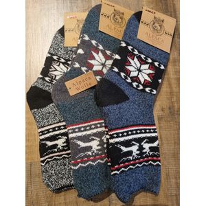 3 Paar 100% Alpaca Wollen Sokken - Maat 35-38 - Wintersokken - Huissokken - Cadeau Artikel