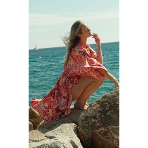 Chic by Lirette - Kimono Robe Flamingo Garden - Roze - S