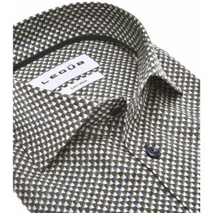 Ledub modern fit overhemd, mouwlengte 72 cm, popeline, blauw met groen en wit dessin