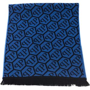 Blauwe wollen sjaal