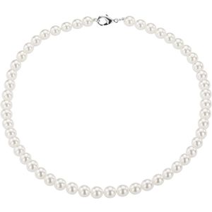 Traveller Parelcollier - Parelketting dames - Wit - 8 mm - 60 cm - Zilverkleurig - 740860