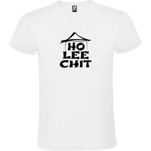 Wit t-shirt met "" Ho Lee Chit "" print Zwart size XS