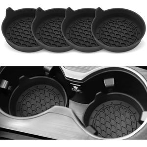 4 stuks - Siliconen Auto Onderzetters - Auto Water Onderzetters - Auto Antislip Onderzetters - Auto Interieur Accessoires - Antislip - Gemakkelijk schoon te maken - Zwart