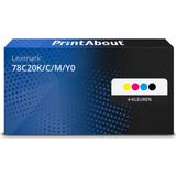 PrintAbout - Lexmark 78C20K/C/M/Y0 - Toner - 4-kleuren Voordeelbundel