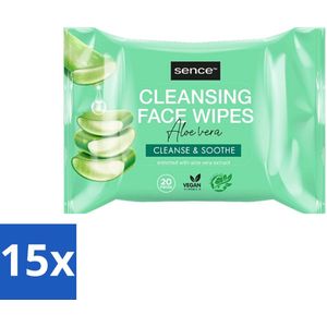 15 x Sence - Aloë Vera - Gezichtsreinigingsdoekjes - Verzachtend - 20 Doekjes - Dagelijks Gebruik - Make-up Remover
