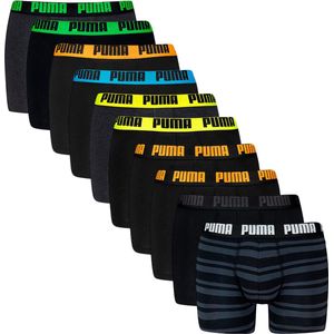 PUMA everyday 10P boxers stripe & solid zwart & grijs - M