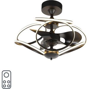 QAZQA kauv - Design LED Plafondventilator met lamp - 1 lichts - Ø 68 cm - Zwart - Woonkamers-sSlaapkamers-sKeuken