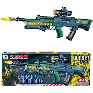Rifle Assault Sound - geluid en licht - tril effect - bewegende kogelriem - speelgoed geweer 60CM (incl. batterij)