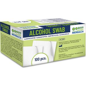 Merbach Alcoholdoekjes 65x30mm- 6 x 100 stuks voordeelverpakking
