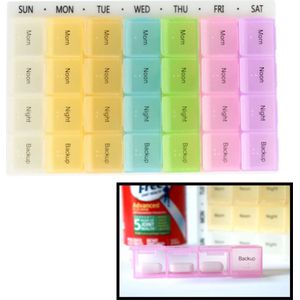 XL Pillendoos - 7 Dagen - 4 Vakken - Week Pillendoosje met 28 Vakjes - Medicijnen Medicatiedoos
