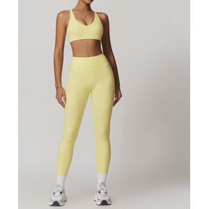 Eclipse Long Gym Set - Maat XL - Geel - 2-delig: Bra Top & High Waisted Legging