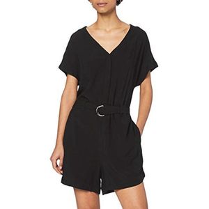 Vrouwen Korte Viscose Jumpsuit met Riem en V-hals