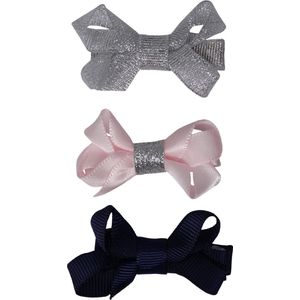 Jessidress® Haarclips Meisjes Haarclip met Chique Haarstrikjes Feestelijke Haarspelden - Donker Blauw