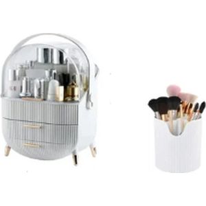 Cosmetica Opslag Box - Waterproof - Duo Set - Wit - Cosmetic Storage Box - Dustproof - Jewelry - Makeup Organizer - Skin Care - Make Up Storage Drawer