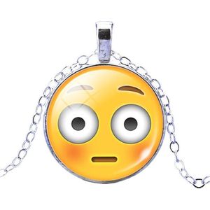 Fako Bijoux® - Ketting - Cabochon - Emoji - Verbaasd