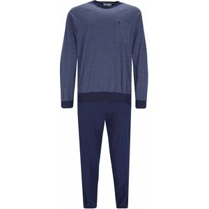 Blauwe heren pyjama blokjesdesign Hajo - Blauw - Maat - 48