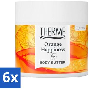 6 x Therme - Orange Happiness - Bodybutter - Hydraterend - Verzorgend - 225gr - Bodybutter - Hydratatie - Verzorging - Sinaasappel - Aromatisch Hout