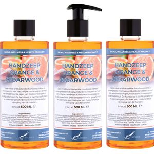 Handzeep Sweet Orange & Cedarwood 500 ml - met gratis pompje - set van 3 stuks