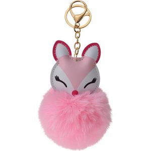Juleeze Sleutelhanger Pompom Roze Pluche Vos