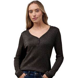 Street One Dames Glitterend shirt met lange mouwen in Bruin, in size: 34