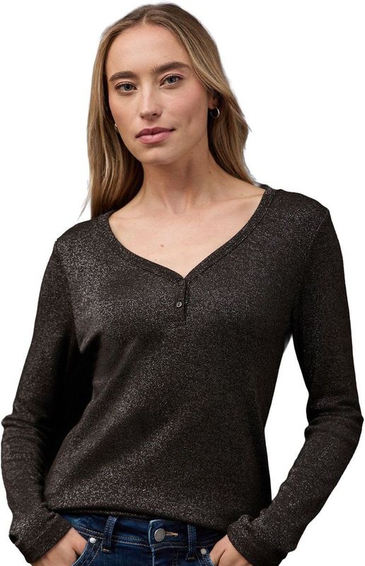 Street One Dames Glitterend shirt met lange mouwen in Bruin, in size: 34