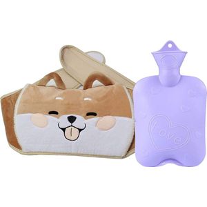 Warmwaterkruik met zachte tailleafdekking voor hals en schouder - rubberen warmwaterzak - warmwaterzak voor rug, handen, benen en taille