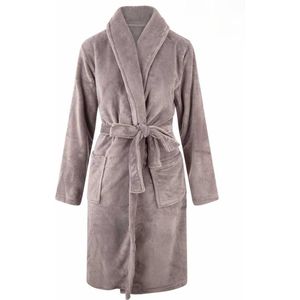 Grote maten badjas unisex - sjaalkraag badjas van fleece - Plus size - grijs 3XL/4XL