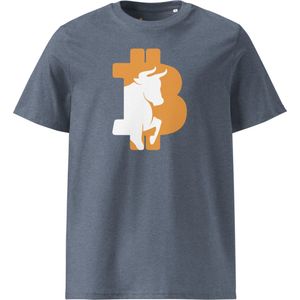 Bitcoin Bull T-shirt - Unisex - 100% Biologisch Katoen - Kleur Donker Heide Blauw - Maat 2XL | Bitcoin cadeau| Crypto cadeau| Bitcoin T-shirt| Crypto T-shirt| Crypto Shirt| Bitcoin Shirt| Bitcoin Merch| Crypto Merch| Bitcoin Kleding