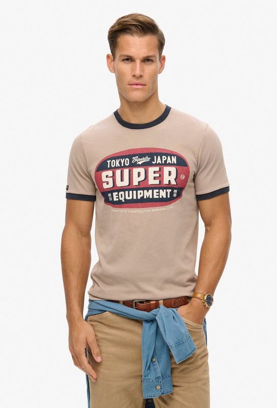 Superdry - Ac Ringer Workwear Graphic T-shirt - Eclipse Navy/Athletic Grey Marl - Korte Mouwen