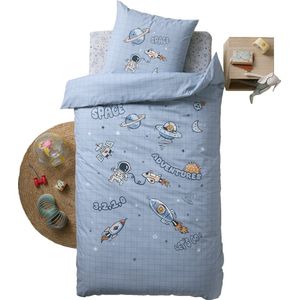 Vertbaudet - INTERGALACTIC - Dekbedovertrek Set - Multicolor - 100% Gerecycled Katoen