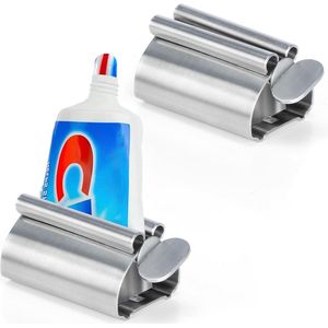 Tandpasta Dispenser - Roestvrijstaal - 2 Stuks - Tubeknijper - Badkamer Accessoire