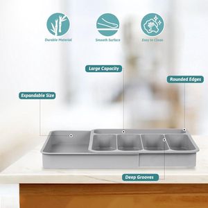 Uitbreidbare Bestek Lade Organiser - Greentainer Gebruiksvoorwerp Organizer voor Keuken Lades - Verstelbare Zilverwerk Organizer met Messen Garage Gereedschap - Kantoorbenodigheden Insert Cutlery Organizer