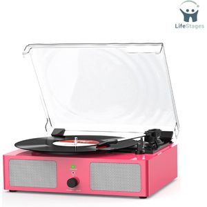 LifeStages - Platenspeler Met Speakers - Platenspeler Met Geïntegreerde Luidsprekers En Bluetooth Riemaandrijving - Vintage Fonograaf Met 3 Snelheden Voor Muziekplezier En Woondecoratie
