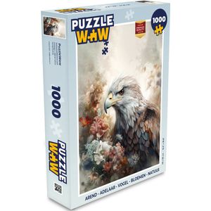 Puzzel Arend - Adelaar - Vogel - Bloemen - Natuur - Legpuzzel - Puzzel 1000 stukjes volwassenen