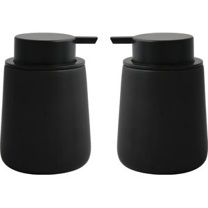 MSV Zeeppompje/dispenser Malmo - 2x - Keramiek - zwart - 8,5 x 12 cm - 300 ml
