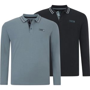 Polo met lange mouwen EARL GILIELL petrol donkerblauw