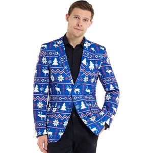 OppoSuits Men's Blue Christmas Nordic Blazer - Kerst jasje - Verkleedkleding - XMAS - Fout Kerstpak - Maat EU 52