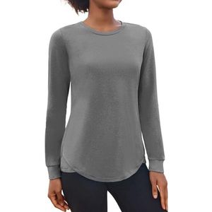 Dames Sport Fitness T-shirt Lange Mouw Ademend Functioneel Hardloopshirt voor Yoga en Gym