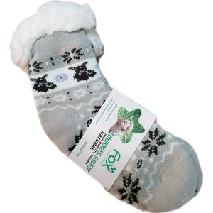 Wintersokken - Huissokken - kinderen - Warme wintersokken - Anti-slip - Kleur Lichtgrijs - Maat 27 t/m 31 - Kerst - Cadeau