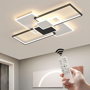 Delaveek-Rechthoekige LED Aluminium Plafondlamp - Zwart + Wit -100W- Traploos Dimbaar
