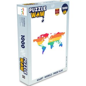 Puzzel Kaart - Wereld - Pride vlag - Legpuzzel - Puzzel 1000 stukjes volwassenen