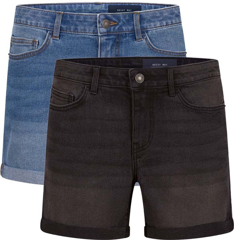 Noisy May Dames Short Broeken BeLucky 2er Pack regular/straight Fit Veelkleurig Volwassenen 2 Pack Korte Jeans Broeken