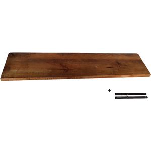 Hoexs - Boekenplank Mangohout + blinde plankdragers - 80x19cm - muurplank - Plank aan de Muur - Industrieel - Wandplank - Loft - Landelijk - Mango - Decoratie
