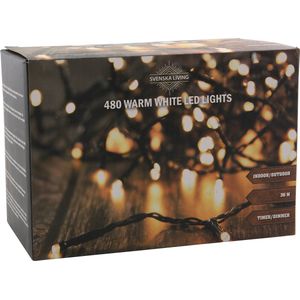 Svenska Living - Kerstverlichting - Warm LED Transparant- Voor Binnen & Buiten IP44 - Met Timer - Kerstboomverlichting - 480 LED- 36M