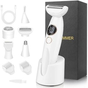 Dames Scheerapparaat 5-in-1 - Intiem, Oksels, Bikinilijn & Wenkbrauwen - USB Oplaadbaar