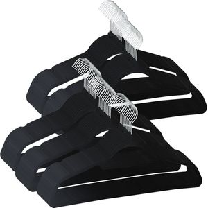 SVITA - Kleerhangerset - Zwart - 50 Ruimtebesparende Antislip Fluwelen Hangers