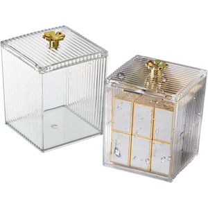 Transparante wattenstaafjeshouder en wattenschijfdispenser - Badkamerorganizer voor toilet, badkamer en slaapkamer