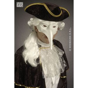 Widmann - Venetie & Gemaskerd Bal Kostuum - Beschilderbaar Venetie Masker - Wit / Beige - Carnavalskleding - Verkleedkleding