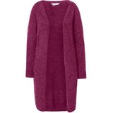 Janet & Joyce - Dames - Lang vest open model grof breisel - Fuchsia roze - Maat 42+