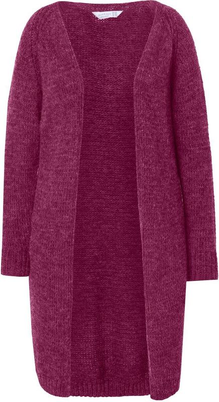 Janet & Joyce - Dames - Lang vest open model grof breisel - Fuchsia roze - Maat 42+